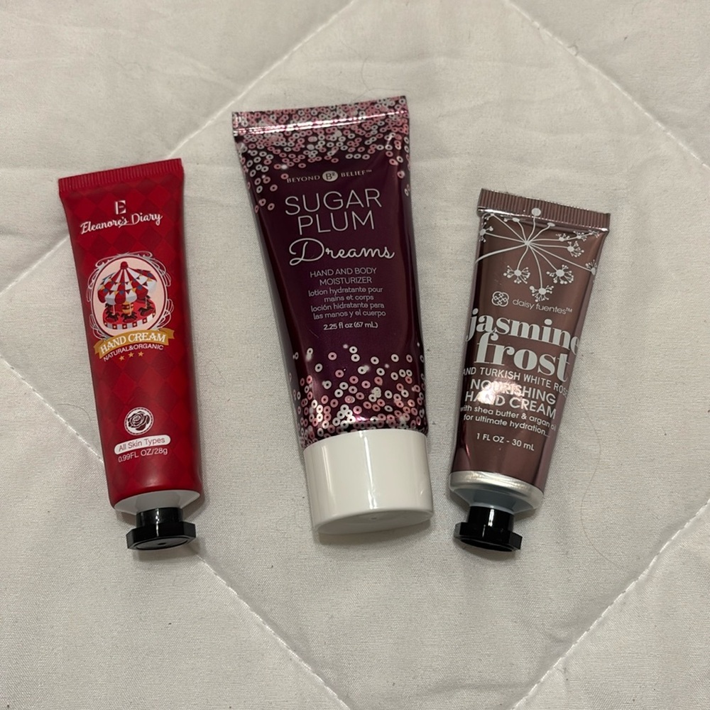 Misc hand creames; Eleanore’s diary, beyond belief, daisy fuentes lotion